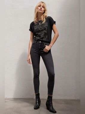 Reformation Avalon Washed Black High Rise Skinny Jeans Size 27 Stretchy